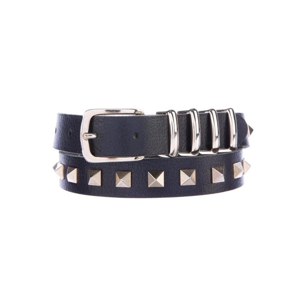 NWOT ANINE BING Pyramid Unisex Leather Belt Gunmetal Grommet Stud Buckle silver